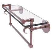  Clearview Collection 16'' Glass Gallery Shelf with Towel Bar and Twisted Accents in Antique Copper, 16'' W x 5-13/16'' D x 6-11/16'' H