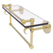  Clearview Collection 16'' Glass Gallery Shelf with Towel Bar and Twisted Accents in Satin Brass, 16'' W x 5-13/16'' D x 6-11/16'' H