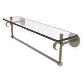  Clearview Collection 22'' Glass Shelf with Towel Bar and Twisted Accents in Antique Brass, 22'' W x 5-5/8'' D x 6-3/16'' H