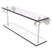  Clearview Collection 22'' Two Tiered Glass Shelf with Smooth Accent in Satin Nickel, 22'' W x 5-5/8'' D x 9-3/16'' H
