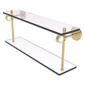  Clearview Collection 22'' Two Tiered Glass Shelf with Smooth Accent in Unlacquered Brass, 22'' W x 5-5/8'' D x 9-3/16'' H