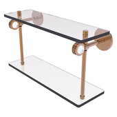  Clearview Collection 16'' Double Glass Shelf with Dotted Accents in Brushed Bronze, 16'' W x 5-5/8'' D x 9-3/16'' H