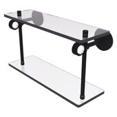  Clearview Collection 16'' Double Glass Shelf with Dotted Accents in Matte Black, 16'' W x 5-5/8'' D x 9-3/16'' H