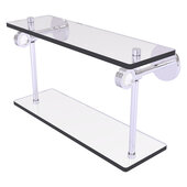  Clearview Collection 16'' Double Glass Shelf with Dotted Accents in Satin Chrome, 16'' W x 5-5/8'' D x 9-3/16'' H