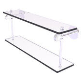  Clearview Collection 22'' Two Tiered Glass Shelf with Dotted Accents in Polished Chrome, 22'' W x 5-5/8'' D x 9-3/16'' H