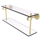  Clearview Collection 22'' Two Tiered Glass Shelf with Dotted Accents in Satin Brass, 22'' W x 5-5/8'' D x 9-3/16'' H