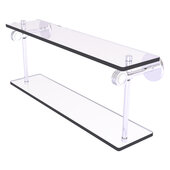  Clearview Collection 22'' Two Tiered Glass Shelf with Dotted Accents in Satin Chrome, 22'' W x 5-5/8'' D x 9-3/16'' H
