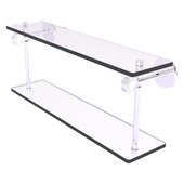  Clearview Collection 22'' Two Tiered Glass Shelf with Grooved Accents in Polished Chrome, 22'' W x 5-5/8'' D x 9-3/16'' H