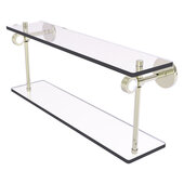  Clearview Collection 22'' Two Tiered Glass Shelf with Grooved Accents in Polished Nickel, 22'' W x 5-5/8'' D x 9-3/16'' H