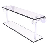  Clearview Collection 22'' Two Tiered Glass Shelf with Grooved Accents in Satin Chrome, 22'' W x 5-5/8'' D x 9-3/16'' H