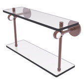  Clearview Collection 16'' Two Tiered Glass Shelf with Twisted Accents in Antique Copper, 16'' W x 5-5/8'' D x 9-3/16'' H