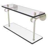  Clearview Collection 16'' Two Tiered Glass Shelf with Twisted Accents in Polished Nickel, 16'' W x 5-5/8'' D x 9-3/16'' H