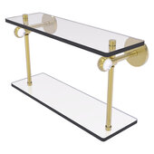  Clearview Collection 16'' Two Tiered Glass Shelf with Twisted Accents in Satin Brass, 16'' W x 5-5/8'' D x 9-3/16'' H