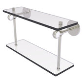  Clearview Collection 16'' Two Tiered Glass Shelf with Twisted Accents in Satin Nickel, 16'' W x 5-5/8'' D x 9-3/16'' H