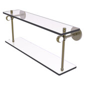  Clearview Collection 22'' Two Tiered Glass Shelf with Twisted Accents in Antique Brass, 22'' W x 5-5/8'' D x 9-3/16'' H