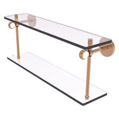  Clearview Collection 22'' Two Tiered Glass Shelf with Twisted Accents in Brushed Bronze, 22'' W x 5-5/8'' D x 9-3/16'' H