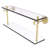  Clearview Collection 22'' Two Tiered Glass Shelf with Twisted Accents in Satin Brass, 22'' W x 5-5/8'' D x 9-3/16'' H