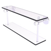 Clearview Collection 22'' Two Tiered Glass Shelf with Twisted Accents in Satin Nickel, 22'' W x 5-5/8'' D x 9-3/16'' H
