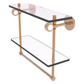  Clearview Collection 16'' Double Glass Vanity Shelf with Integrated Towel Bar in Brushed Bronze, 16'' W x 5-5/8'' D x 12-13/16'' H