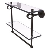  Clearview Collection 16'' Double Glass Vanity Shelf with Integrated Towel Bar in Oil Rubbed Bronze, 16'' W x 5-5/8'' D x 12-13/16'' H