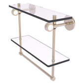  Clearview Collection 16'' Double Glass Vanity Shelf with Integrated Towel Bar in Antique Pewter, 16'' W x 5-5/8'' D x 12-13/16'' H