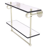  Clearview Collection 16'' Double Glass Vanity Shelf with Integrated Towel Bar in Polished Nickel, 16'' W x 5-5/8'' D x 12-13/16'' H