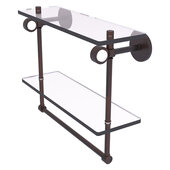  Clearview Collection 16'' Double Glass Vanity Shelf with Integrated Towel Bar in Venetian Bronze, 16'' W x 5-5/8'' D x 12-13/16'' H