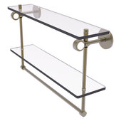  Clearview Collection 22'' Double Glass Vanity Shelf with Integrated Towel Bar in Antique Brass, 22'' W x 5-5/8'' D x 12-13/16'' H