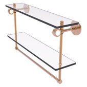  Clearview Collection 22'' Double Glass Vanity Shelf with Integrated Towel Bar in Brushed Bronze, 22'' W x 5-5/8'' D x 12-13/16'' H
