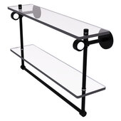  Clearview Collection 22'' Double Glass Vanity Shelf with Integrated Towel Bar in Matte Black, 22'' W x 5-5/8'' D x 12-13/16'' H