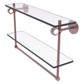  Clearview Collection 22'' Double Glass Vanity Shelf with Integrated Towel Bar in Antique Copper, 22'' W x 5-5/8'' D x 12-13/16'' H