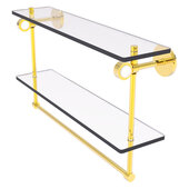  Clearview Collection 22'' Double Glass Vanity Shelf with Integrated Towel Bar in Polished Brass, 22'' W x 5-5/8'' D x 12-13/16'' H