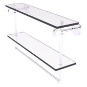  Clearview Collection 22'' Double Glass Vanity Shelf with Integrated Towel Bar in Polished Chrome, 22'' W x 5-5/8'' D x 12-13/16'' H