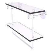  Clearview Collection 16'' Double Glass Shelf with Towel Bar and Dotted Accents in Polished Chrome, 16'' W x 5-5/8'' D x 12-13/16'' H