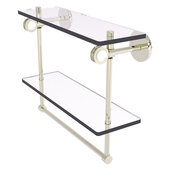  Clearview Collection 16'' Double Glass Shelf with Towel Bar and Dotted Accents in Polished Nickel, 16'' W x 5-5/8'' D x 12-13/16'' H