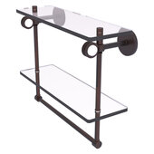  Clearview Collection 16'' Double Glass Shelf with Towel Bar and Dotted Accents in Venetian Bronze, 16'' W x 5-5/8'' D x 12-13/16'' H