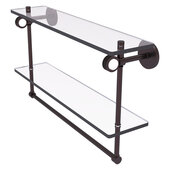  Clearview Collection 22'' Double Glass Shelf with Towel Bar and Dotted Accents in Antique Bronze, 22'' W x 5-5/8'' D x 12-13/16'' H