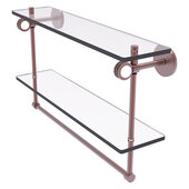  Clearview Collection 22'' Double Glass Shelf with Towel Bar and Dotted Accents in Antique Copper, 22'' W x 5-5/8'' D x 12-13/16'' H