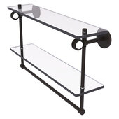  Clearview Collection 22'' Double Glass Shelf with Towel Bar and Dotted Accents in Oil Rubbed Bronze, 22'' W x 5-5/8'' D x 12-13/16'' H