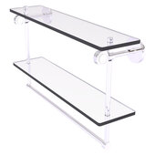  Clearview Collection 22'' Double Glass Shelf with Towel Bar and Dotted Accents in Polished Chrome, 22'' W x 5-5/8'' D x 12-13/16'' H