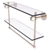  Clearview Collection 22'' Double Glass Shelf with Towel Bar and Dotted Accents in Antique Pewter, 22'' W x 5-5/8'' D x 12-13/16'' H