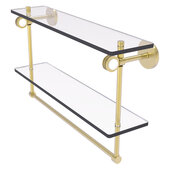  Clearview Collection 22'' Double Glass Shelf with Towel Bar and Dotted Accents in Satin Brass, 22'' W x 5-5/8'' D x 12-13/16'' H