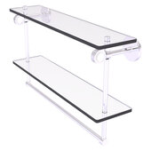  Clearview Collection 22'' Double Glass Shelf with Towel Bar and Dotted Accents in Satin Chrome, 22'' W x 5-5/8'' D x 12-13/16'' H