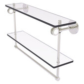  Clearview Collection 22'' Double Glass Shelf with Towel Bar and Dotted Accents in Satin Nickel, 22'' W x 5-5/8'' D x 12-13/16'' H