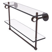  Clearview Collection 22'' Double Glass Shelf with Towel Bar and Dotted Accents in Venetian Bronze, 22'' W x 5-5/8'' D x 12-13/16'' H