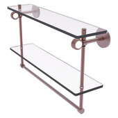  Clearview Collection 22'' Double Glass Shelf with Towel Bar and Grooved Accents in Antique Copper, 22'' W x 5-5/8'' D x 12-13/16'' H