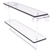  Clearview Collection 22'' Double Glass Shelf with Towel Bar and Grooved Accents in Polished Chrome, 22'' W x 5-5/8'' D x 12-13/16'' H