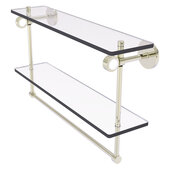  Clearview Collection 22'' Double Glass Shelf with Towel Bar and Grooved Accents in Polished Nickel, 22'' W x 5-5/8'' D x 12-13/16'' H