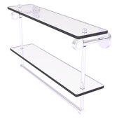  Clearview Collection 22'' Double Glass Shelf with Towel Bar and Grooved Accents in Satin Chrome, 22'' W x 5-5/8'' D x 12-13/16'' H