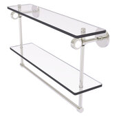  Clearview Collection 22'' Double Glass Shelf with Towel Bar and Grooved Accents in Satin Nickel, 22'' W x 5-5/8'' D x 12-13/16'' H